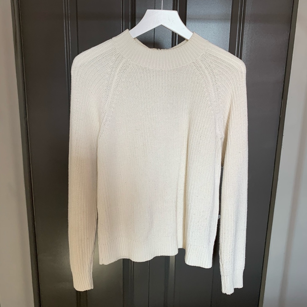 H&M cream full zipper back sweater